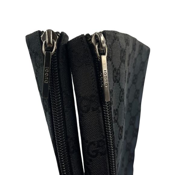 Gucci Vintage Canvas Monogram Block Heels Knee High Boots Black 38.5C US 8.5C - Picture 9 of 14